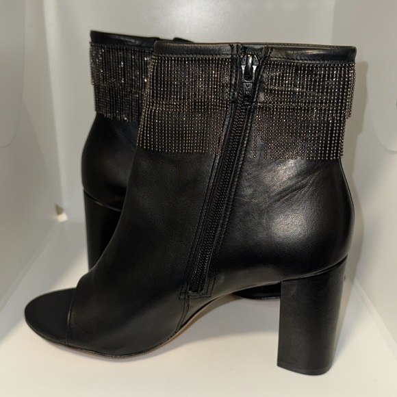 Bernardo Honour Ankle Boot w Metal Fringe Black Leather Bootie Women’s 7.5 - Picture 5 of 14